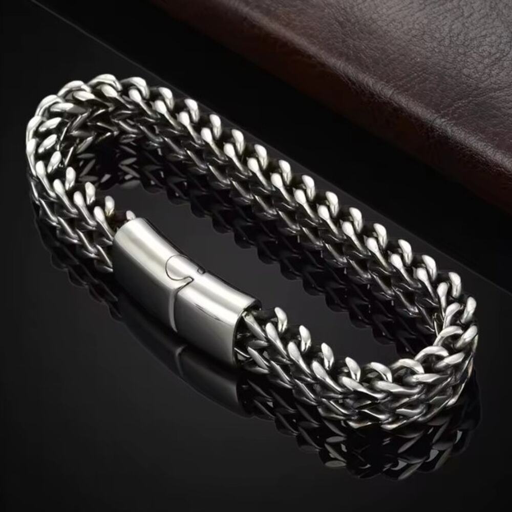 Silver Plated Braided Chain Bracelet 10mm Men's Fashion Birthday Anniversary